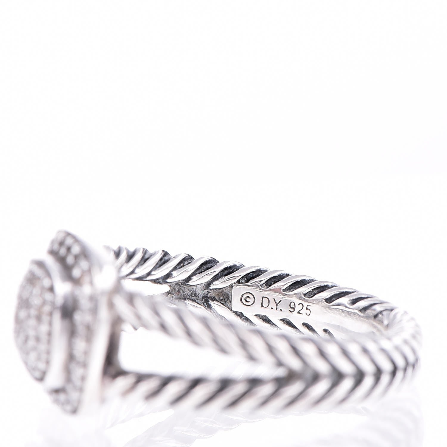 David Yurman Sterling Silver Diamond 7mm Petite Albion Pave Ring 57 8 12 of 12