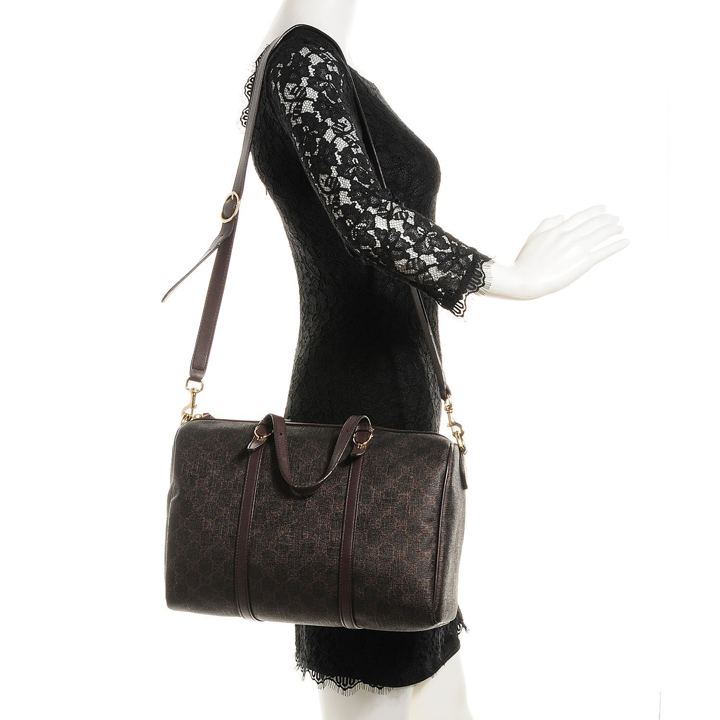 GG Supreme Monogram Medium Nice Boston Dark Brown