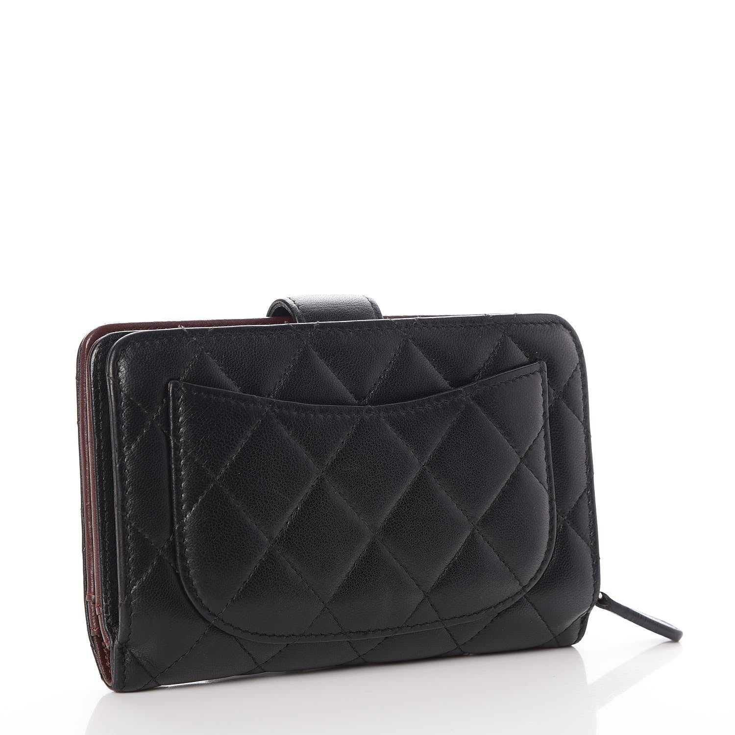Chanel Lambskin Quilted Zipped Pocket Wallet Black 3 of 8