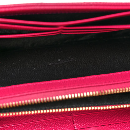 Saint Laurent Grain De Poudre Matelasse Chevron Monogram Flap Wallet Fuxia 13 of 13