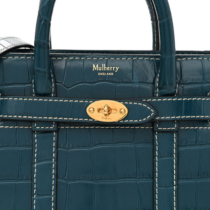 Mulberry Crocodile Embossed Micro Zipped Bayswater Nautical Blue 8 of 14