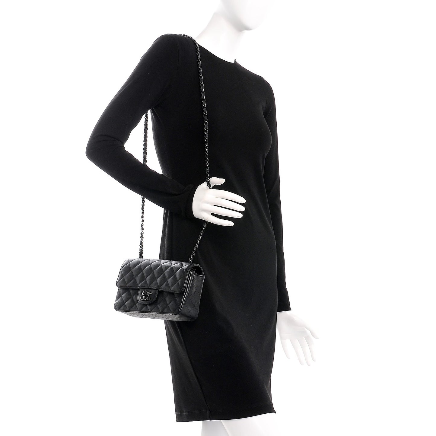 Crumpled Calfskin Quilted Mini Rectangular Flap So Black