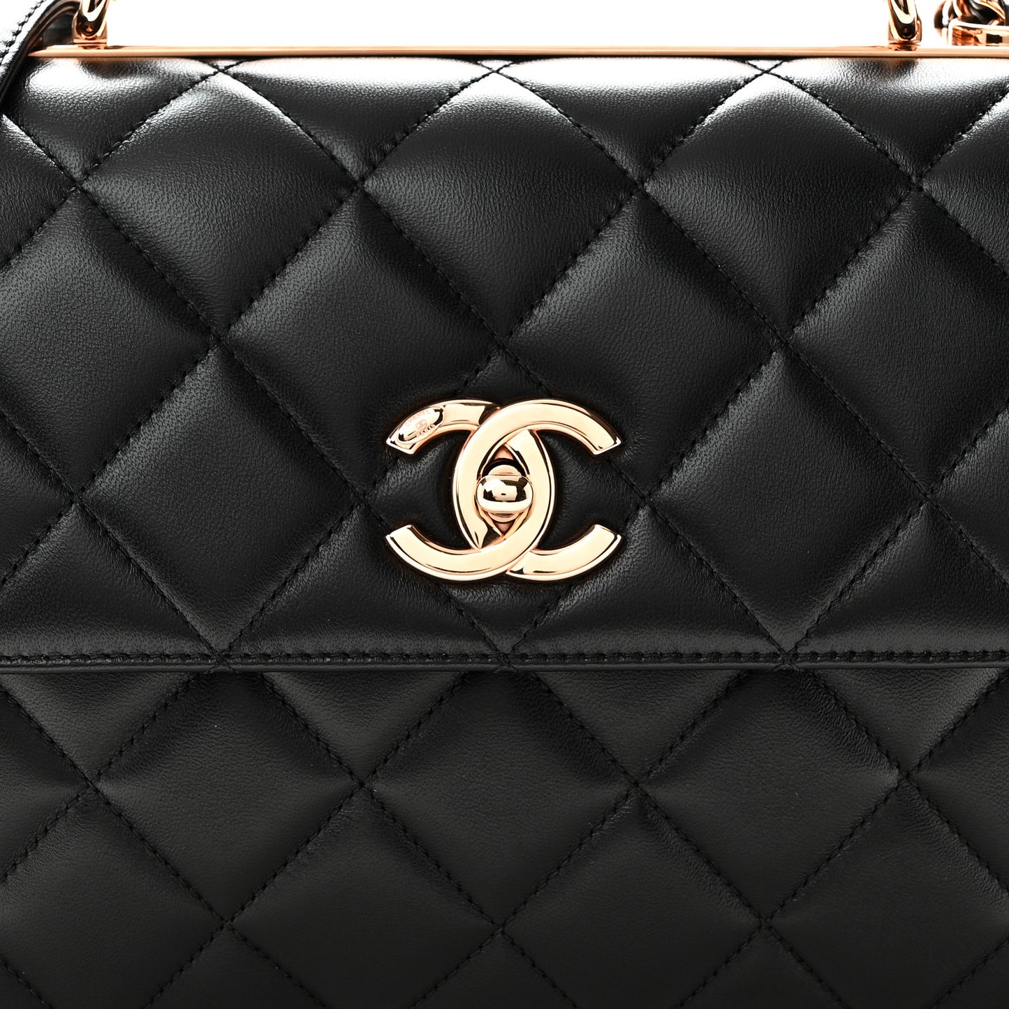 Lambskin Quilted Small Trendy CC Dual Handle Flap Bag Black