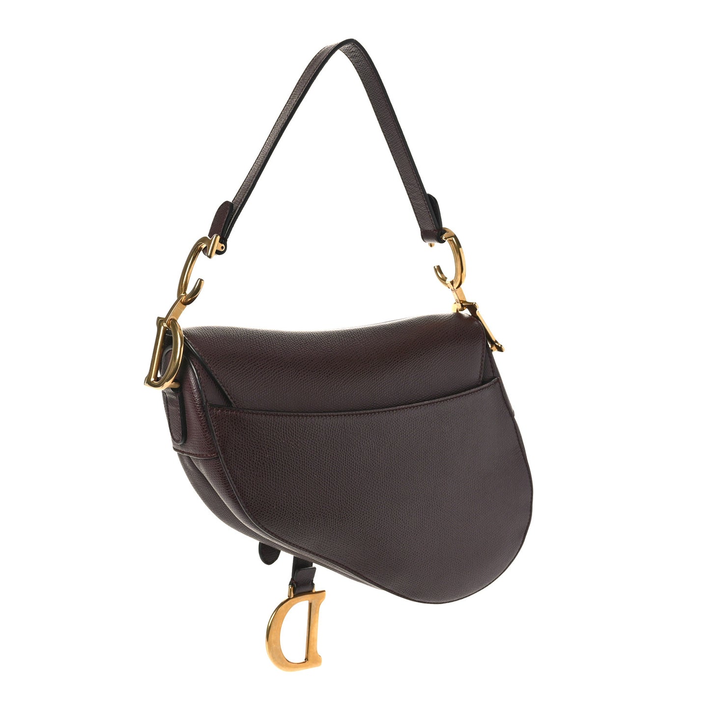 Grained Calfskin Saddle Bag Burgundy