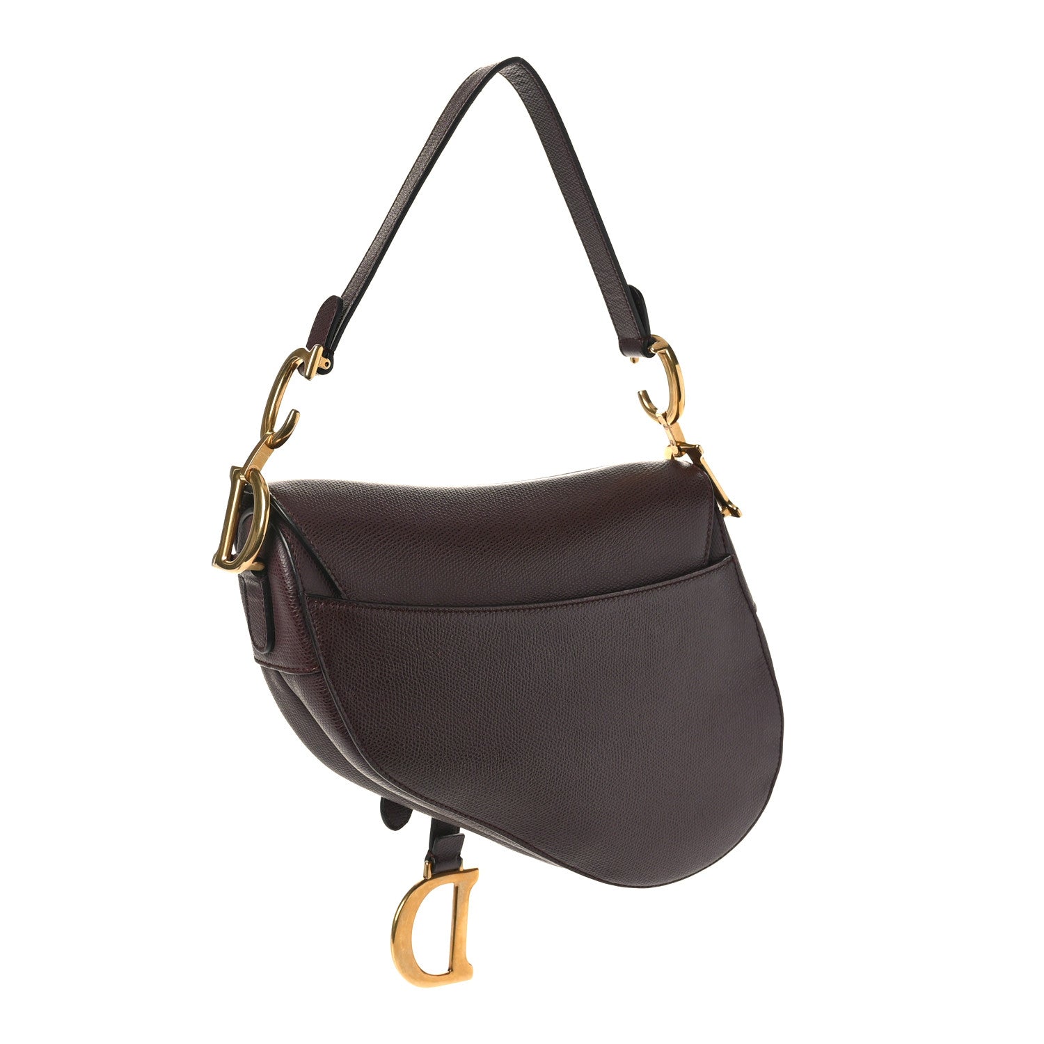 Christian Dior Grained Calfskin Saddle Bag Burgundy 3 of 10