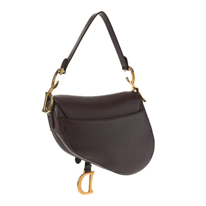 Christian Dior Grained Calfskin Saddle Bag Burgundy 3 of 10