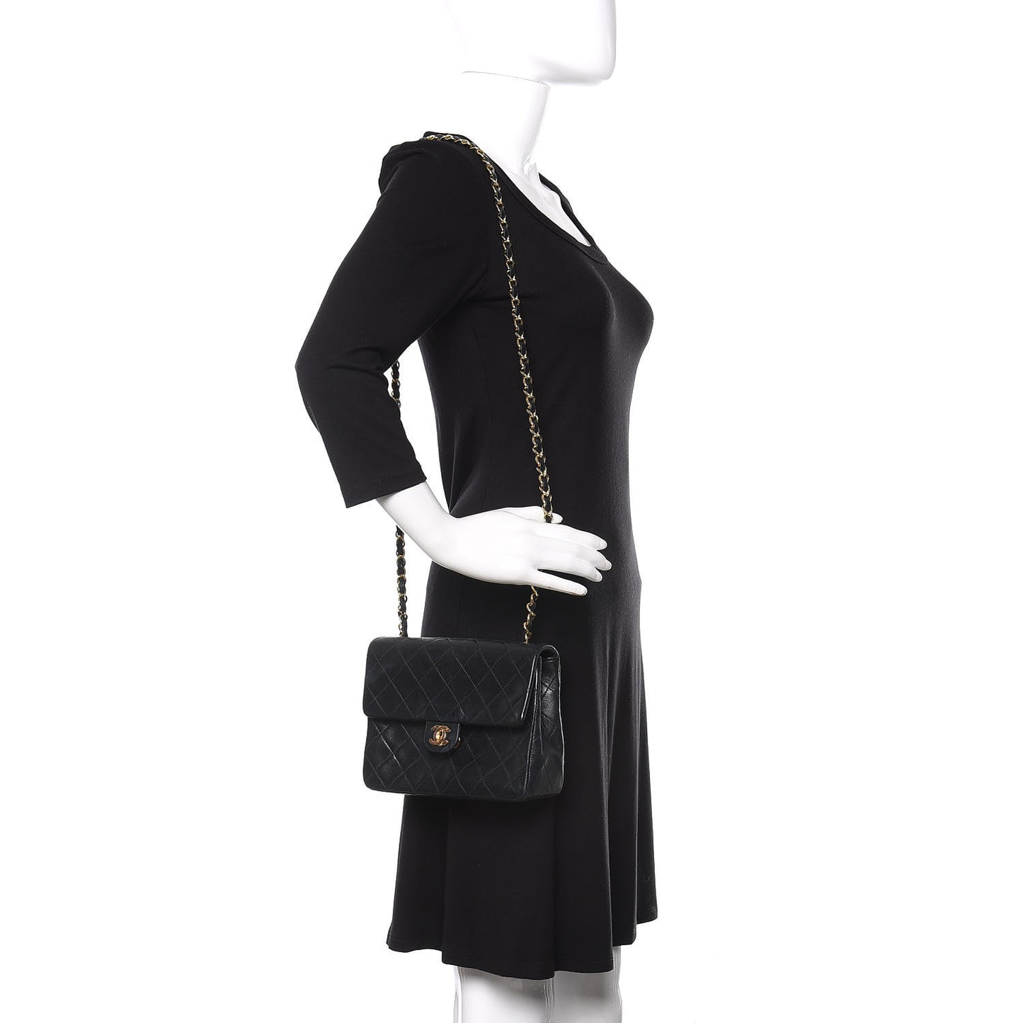 Lambskin Quilted Mini Square Flap Bag Black