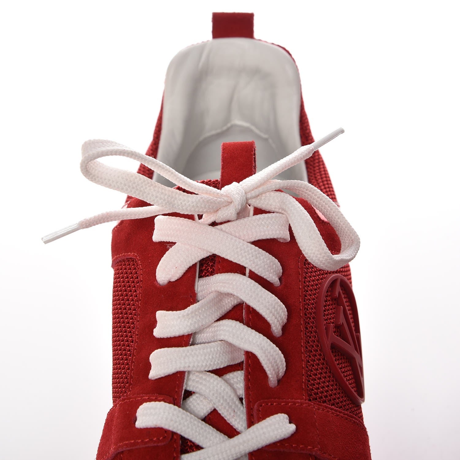 Louis Vuitton Suede Calfskin Run Away Sneakers 37.5 Rouge 10 of 12