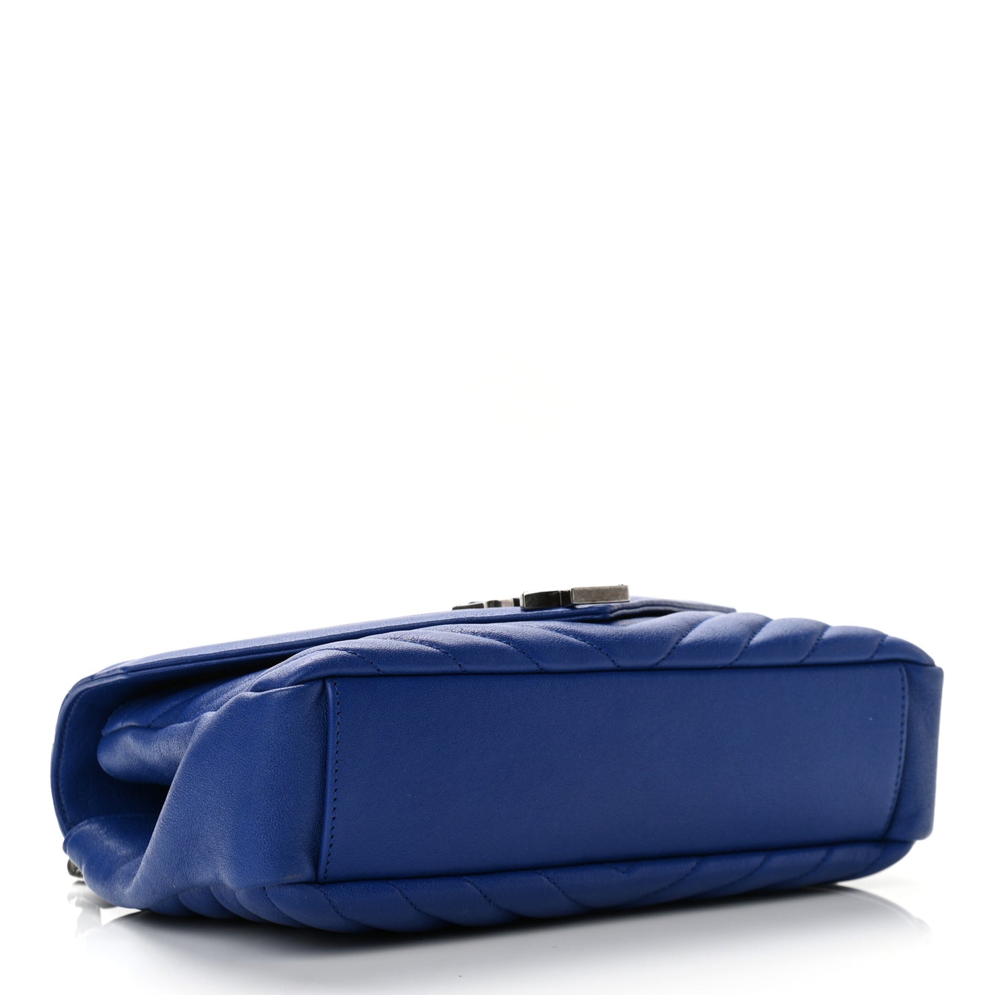 Sheepskin Matelasse Chevron Monogram Medium College Bag Royal Blue