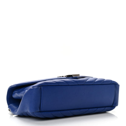 Saint Laurent Sheepskin Matelasse Chevron Monogram Medium College Bag Royal Blue 4 of 10