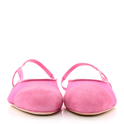 Chanel Mesh Suede Kidskin Cap Toe CC Slingback Flat 40 Pink 2 of 9