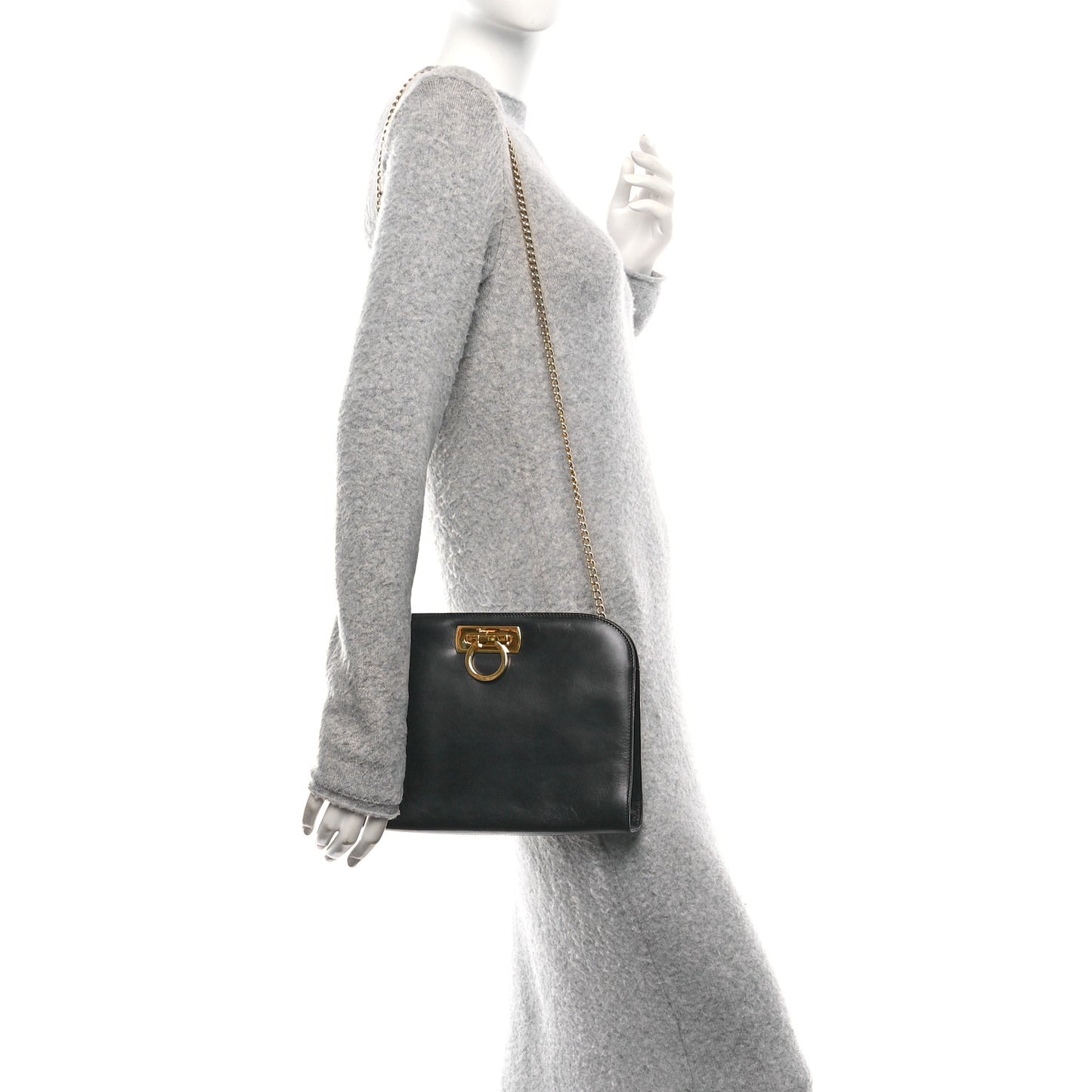 Calfskin Diana Chain Shoulder Bag Black