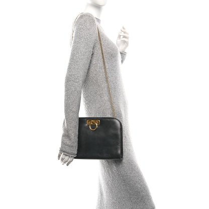Salvatore Ferragamo Calfskin Diana Chain Shoulder Bag Black 2 of 10
