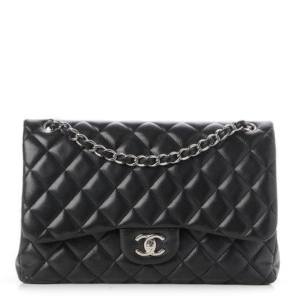 Chanel Lambskin Quilted Jumbo Double Flap Black 1 of 8