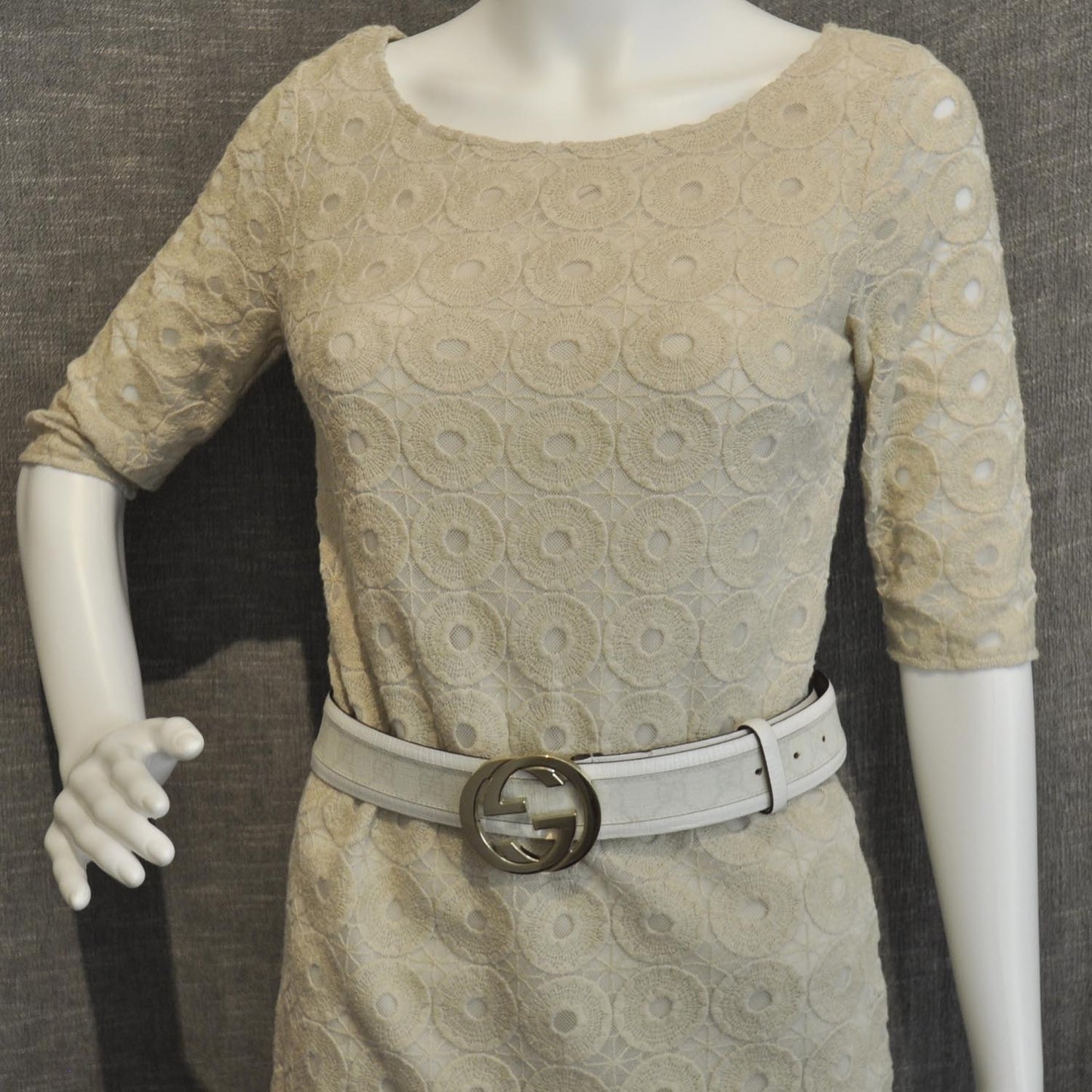 GG Plus Monogram Calfskin Interlocking G 40mm Belt 90 36 White
