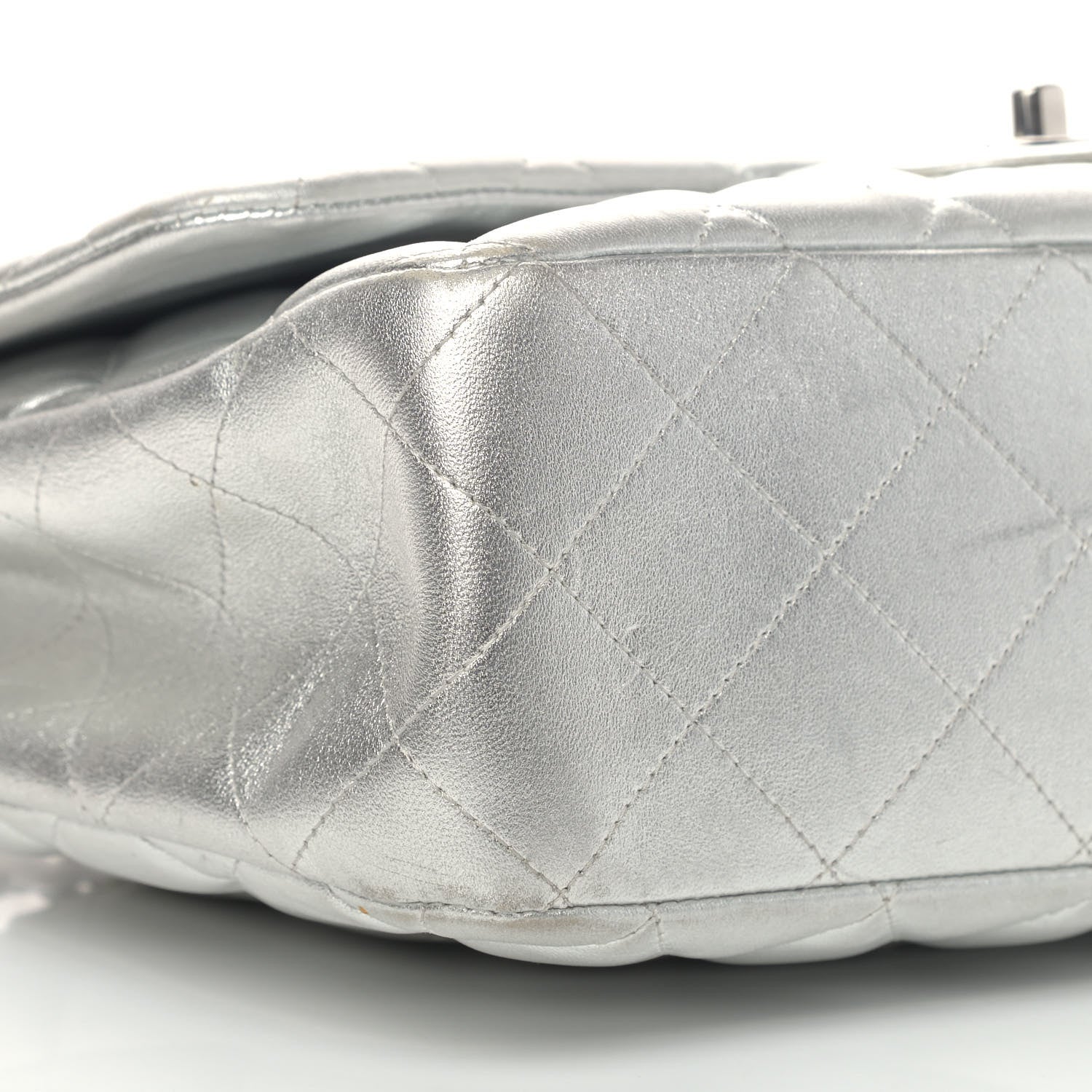 Chanel Metallic Lambskin Quilted Jumbo Single Flap Silver 8 of 17
