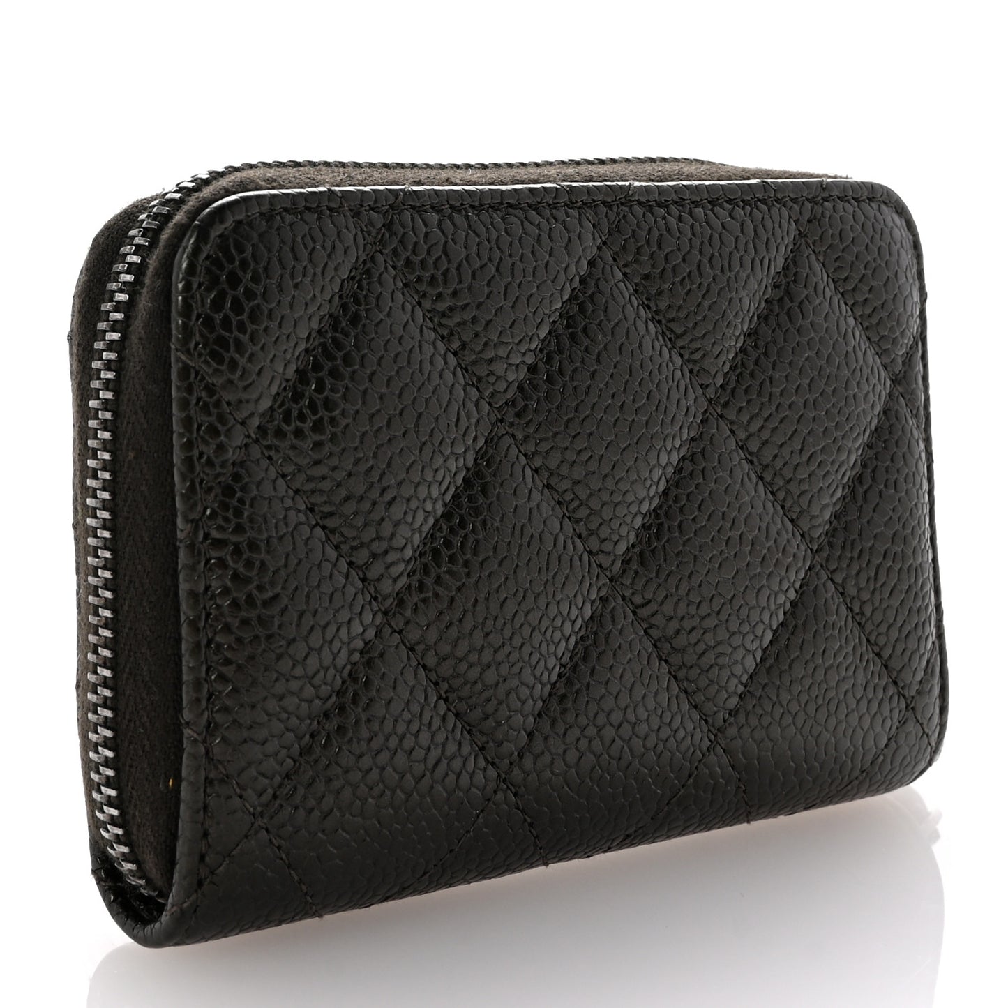 Caviar Quilted Zip Coin Purse Dark Charcoal