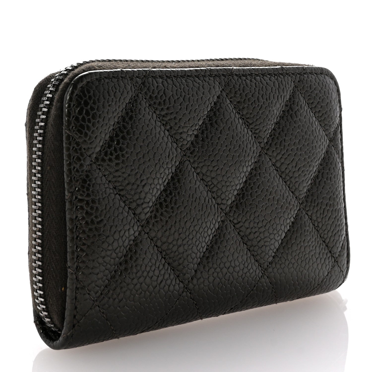 Chanel Caviar Quilted Zip Coin Purse Dark Charcoal 3 of 8