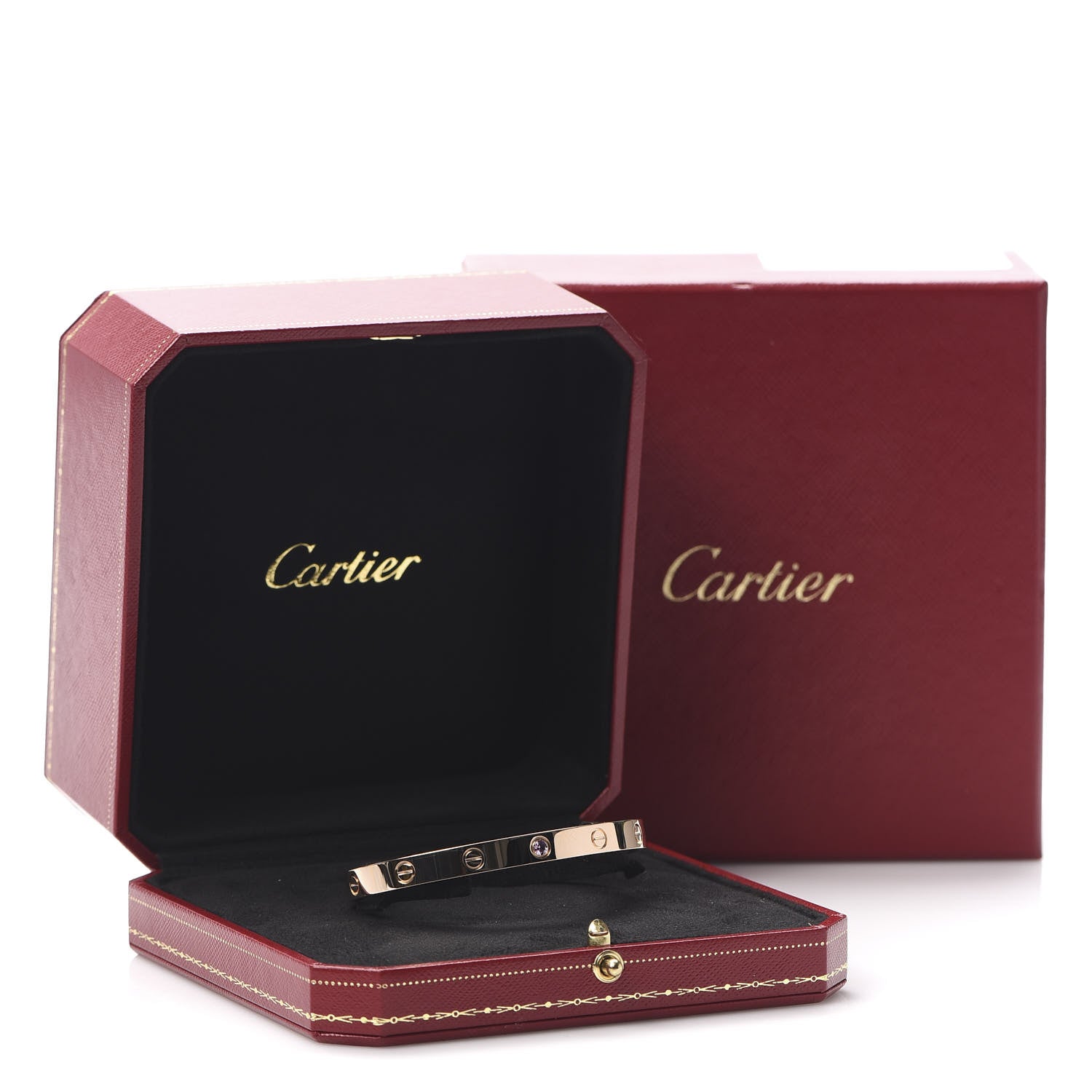 Cartier 18K Pink Gold Pink Sapphire LOVE Cuff Bracelet 18 6 of 6