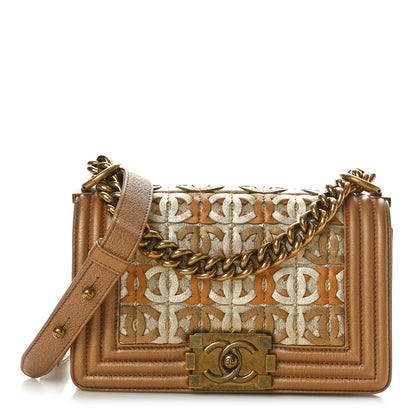 Chanel Metallic Lambskin Small Golden CC Boy Flap Dark Gold 1 of 10
