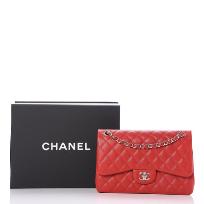 Chanel Caviar Quilted Jumbo Double Flap Red 9 of 9