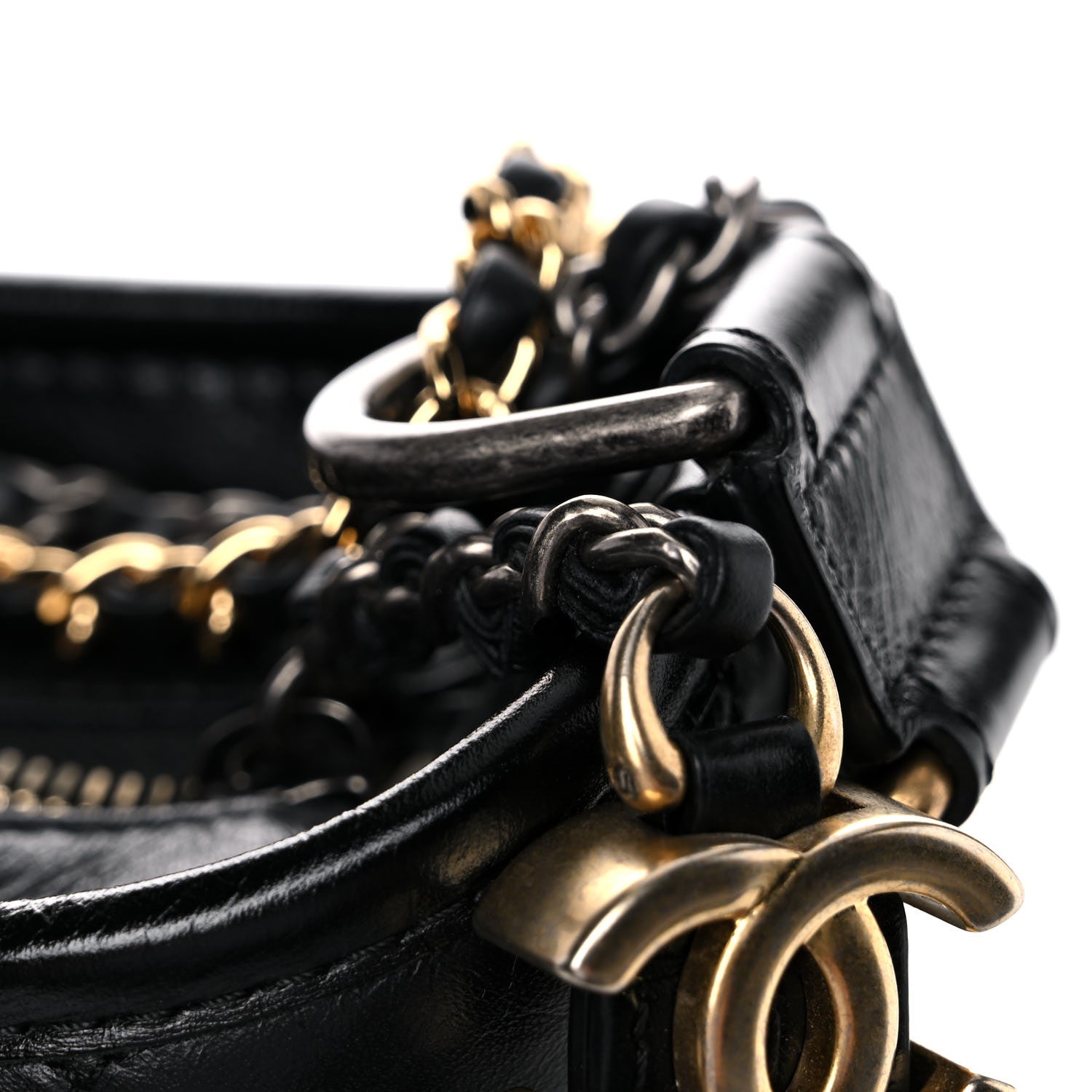Chanel Aged Calfskin Quilted Small Gabrielle Hobo Black 12 of 14