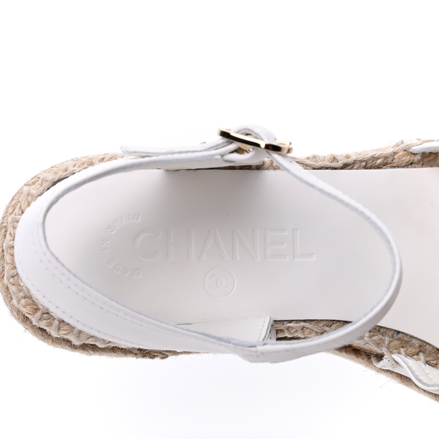 Chanel Lambskin Cap Toe CC Espadrille Sandals 35 Black White 8 of 10