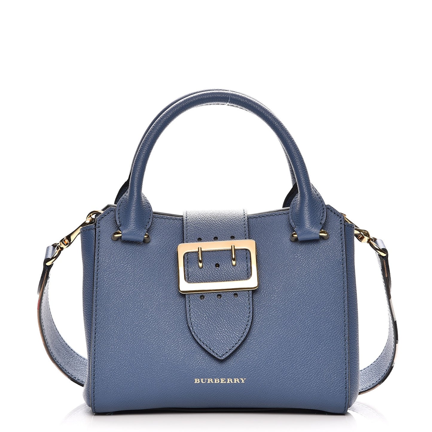 Soft Grain Calfskin Small Buckle Tote Steel Blue