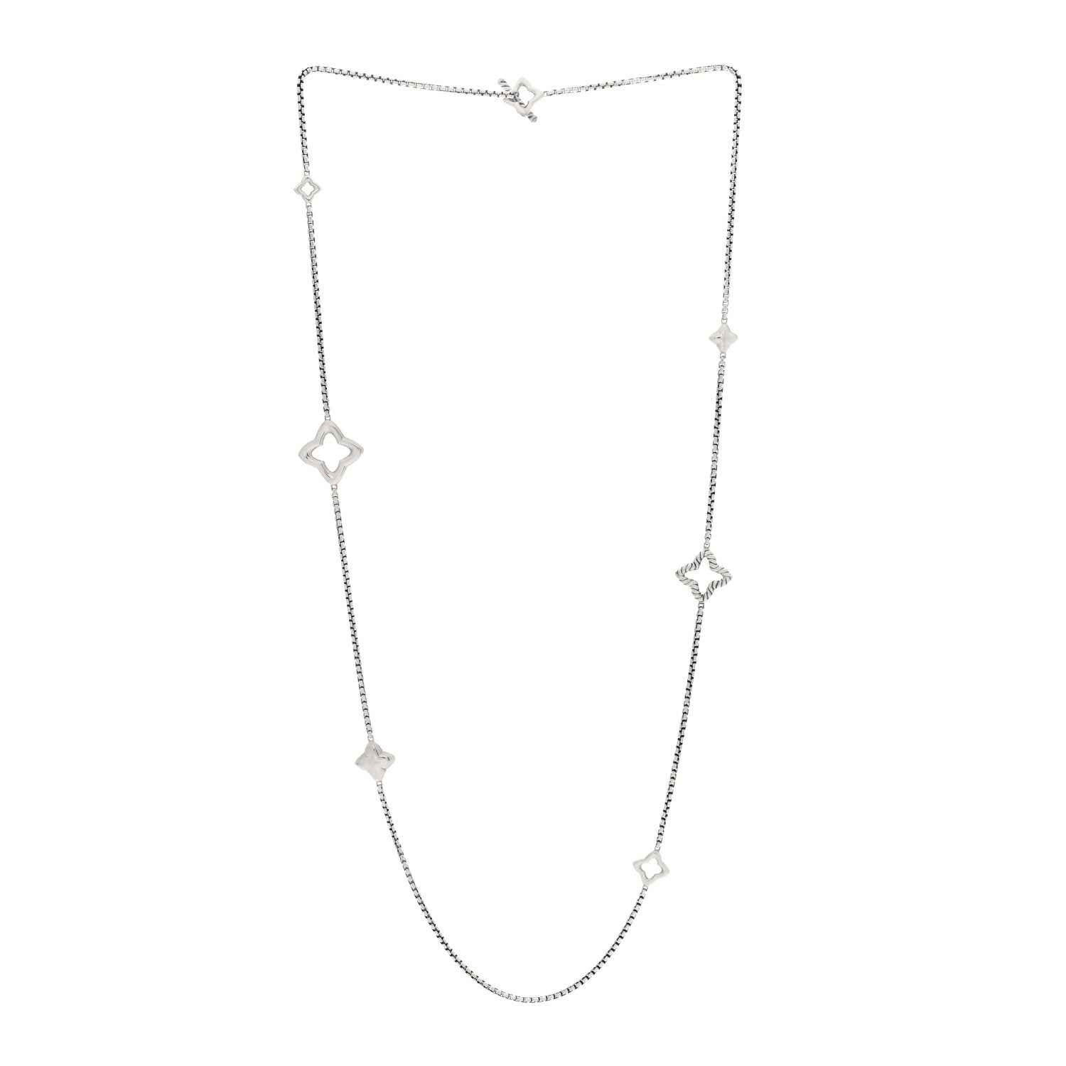 David Yurman Sterling Silver 25mm Quatrefoil Chain Necklace 3 of 4