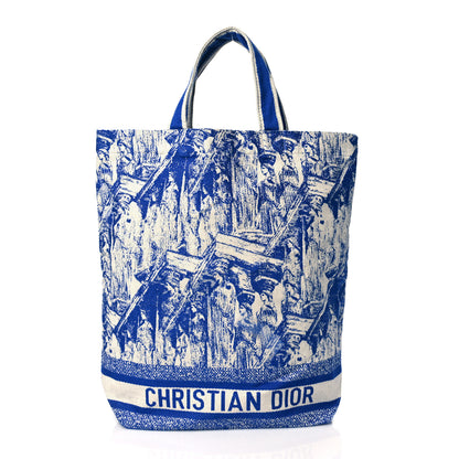 Christian Dior Canvas Print Cruise Tote Ivory Blue 1 of 10
