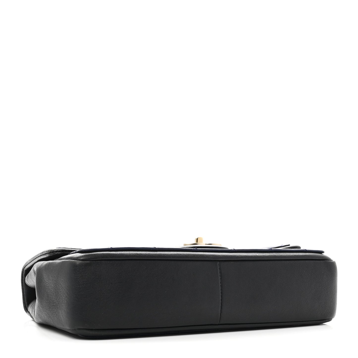 Lambskin Quilted Medium Graphic Flap Navy Black