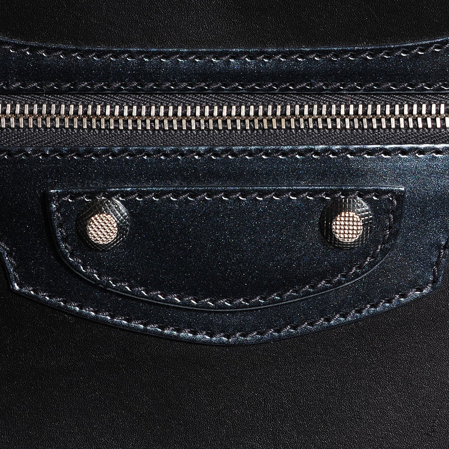 Smooth Calfskin Metallic Patent Giant 12 Silver Hardware City Black Gris