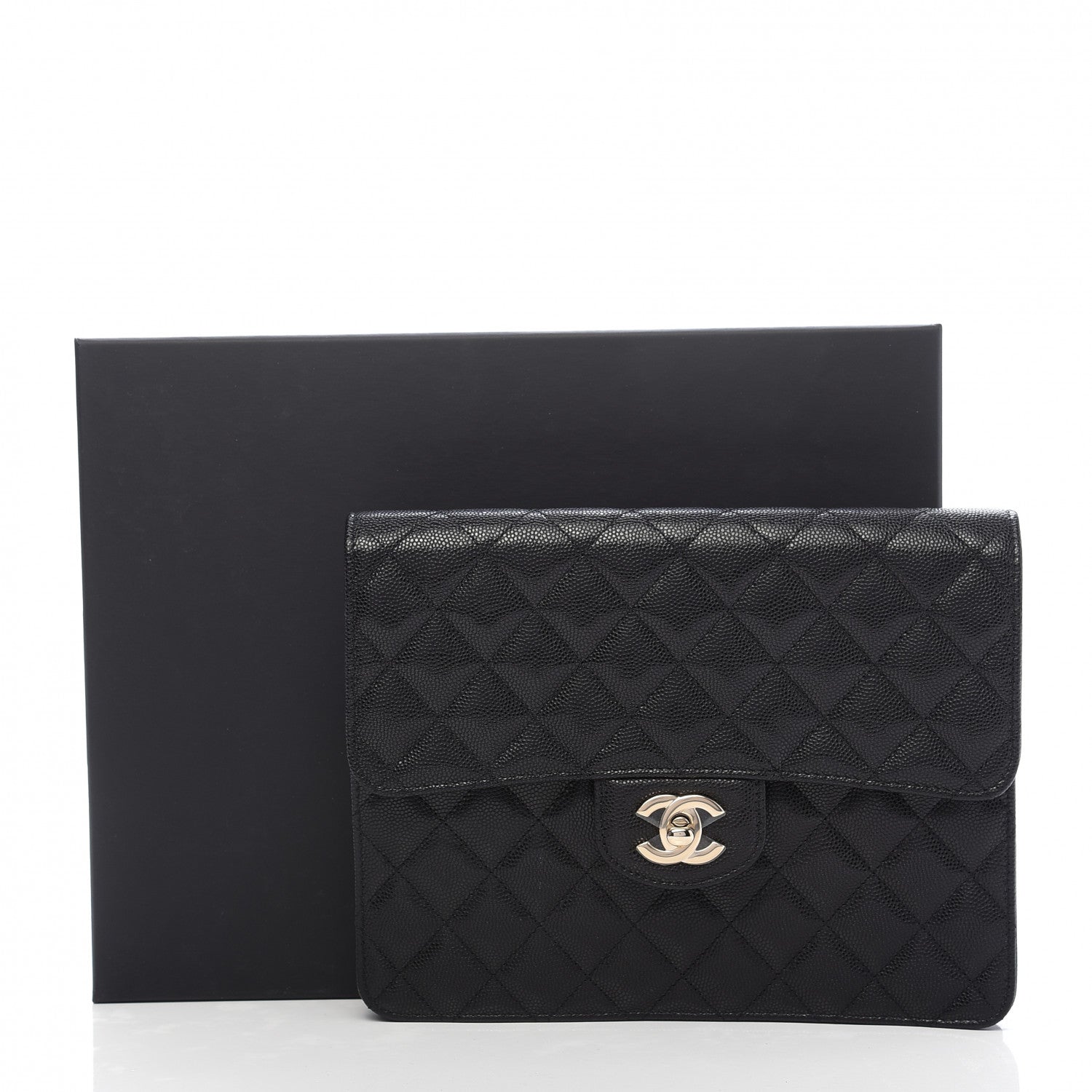 Chanel Caviar Quilted Square Flap Clutch Black 10 of 10