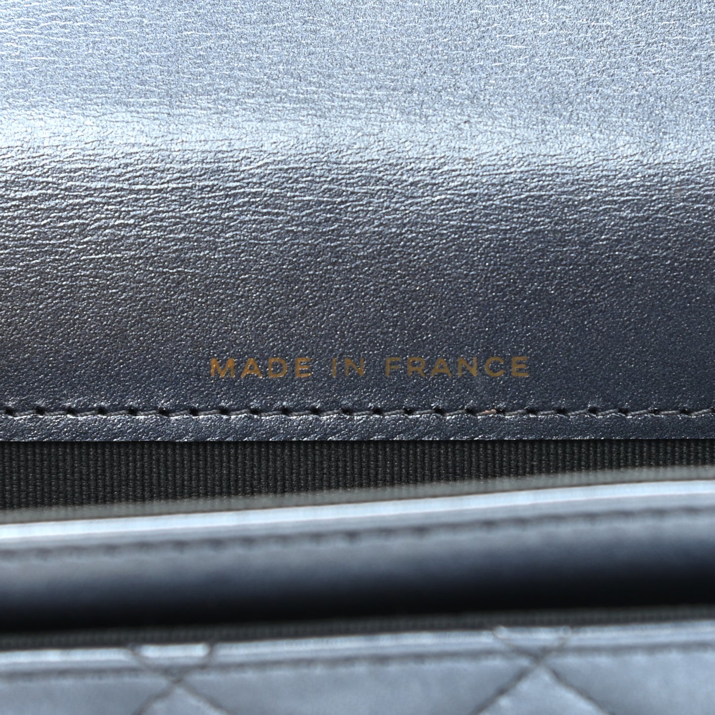 Metallic Lambskin Quilted Flap Card Holder Wallet Dark Blue
