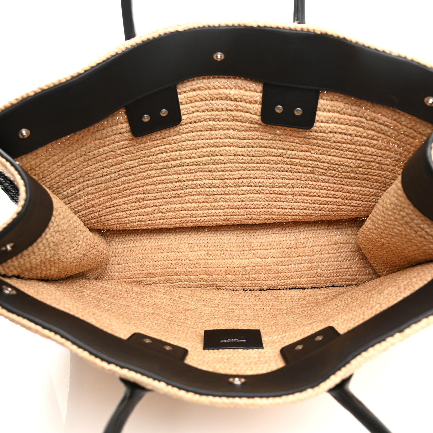 Raffia Calfskin Rive Gauche Tote Naturale Black