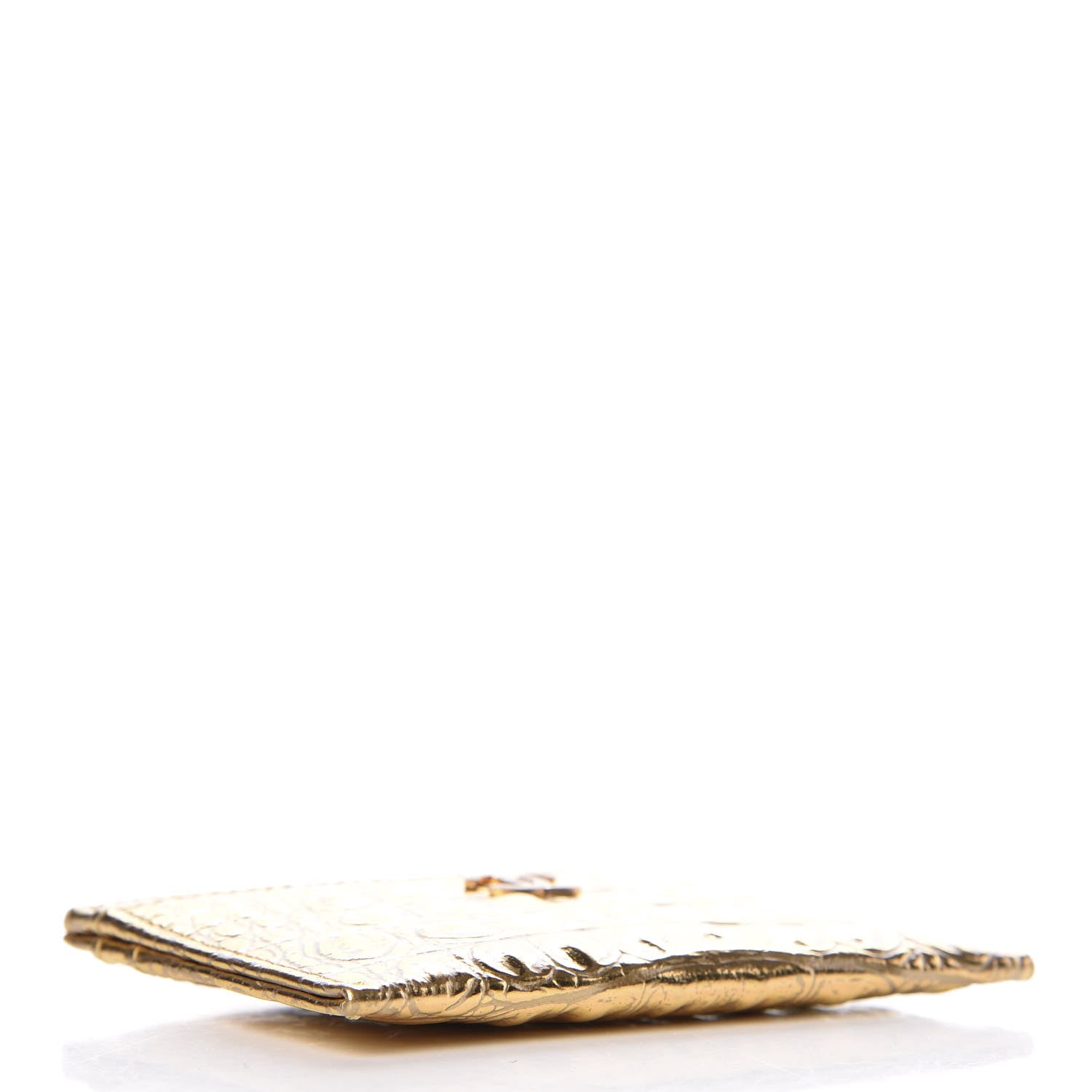 Chanel Metallic Calfskin Crocodile Embossed Cocodile Card Holder Gold 4 of 11