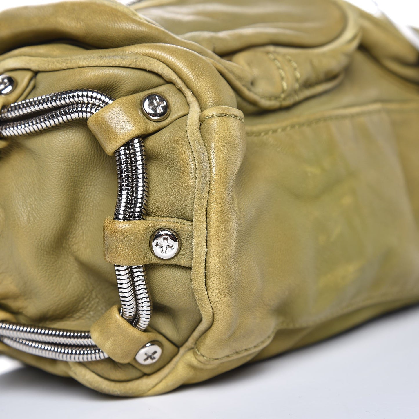 Washed Lambskin Brenda Chain Shoulder Bag Chartreuse