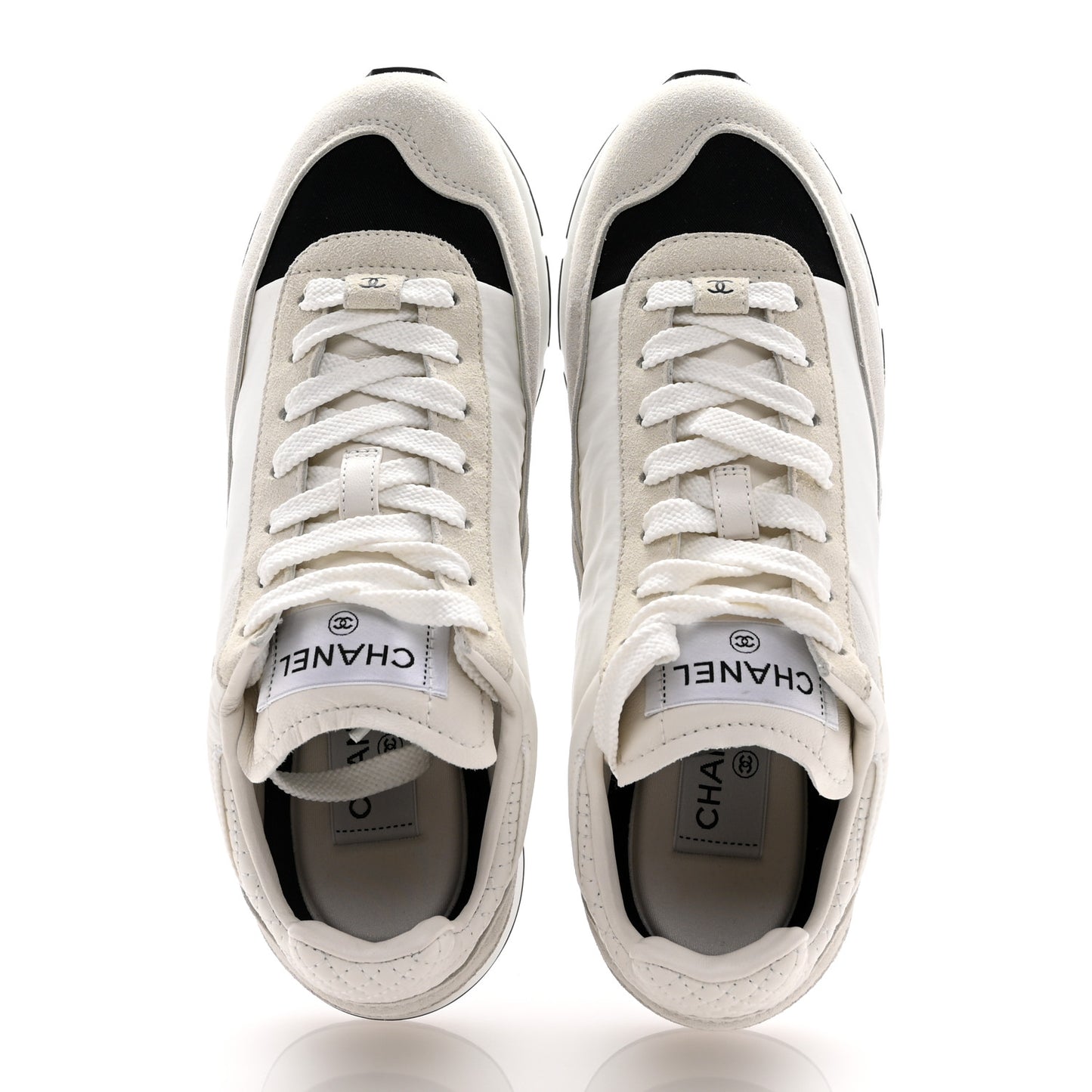 Nylon Suede Kidskin Calfskin Logo Sneakers 39 White Black