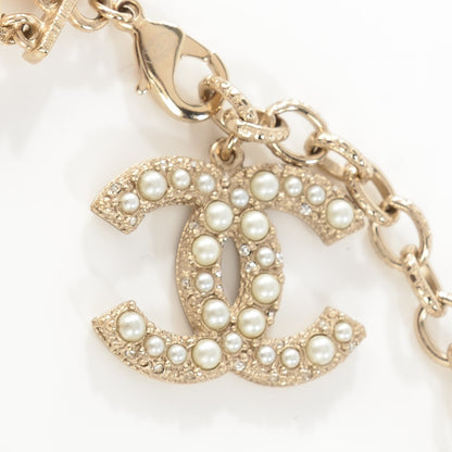 Chanel Crystal Graduated Pearl Multi Strand CC Necklace Gold 4 of 6