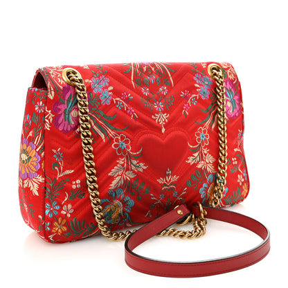 Gucci Jacquard Matelasse Floral Medium GG Marmont Shoulder Bag Red 3 of 11