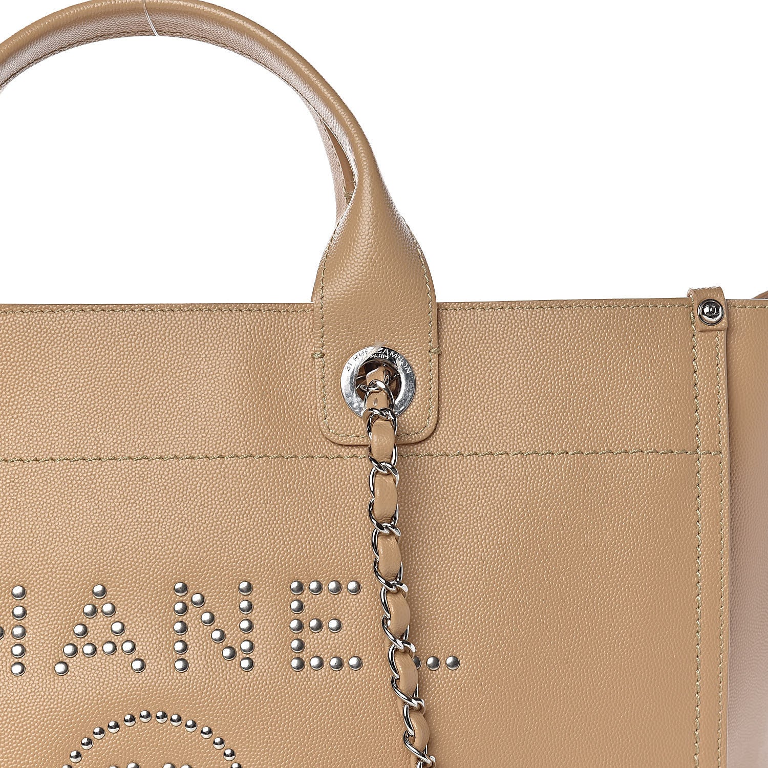 Chanel Caviar Large Studded Deauville Tote Beige 16 of 16