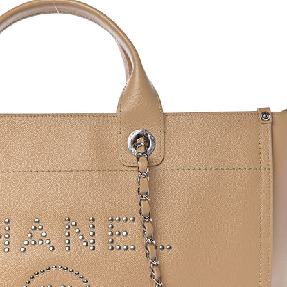 Chanel Caviar Large Studded Deauville Tote Beige 16 of 16
