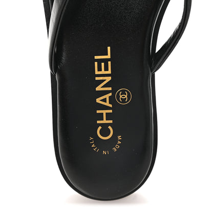 Chanel Goatskin CC Times Square Thong Sandals 37 Black 8 of 10