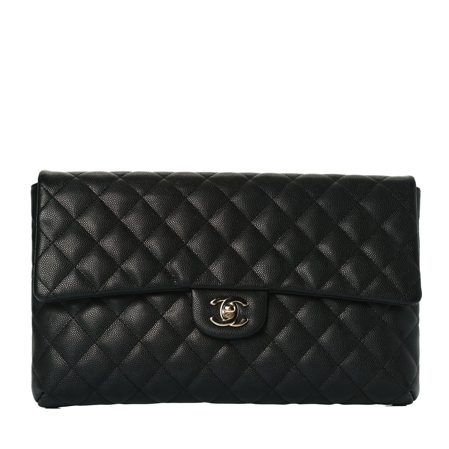 Caviar Quilted Flap Clutch Black
