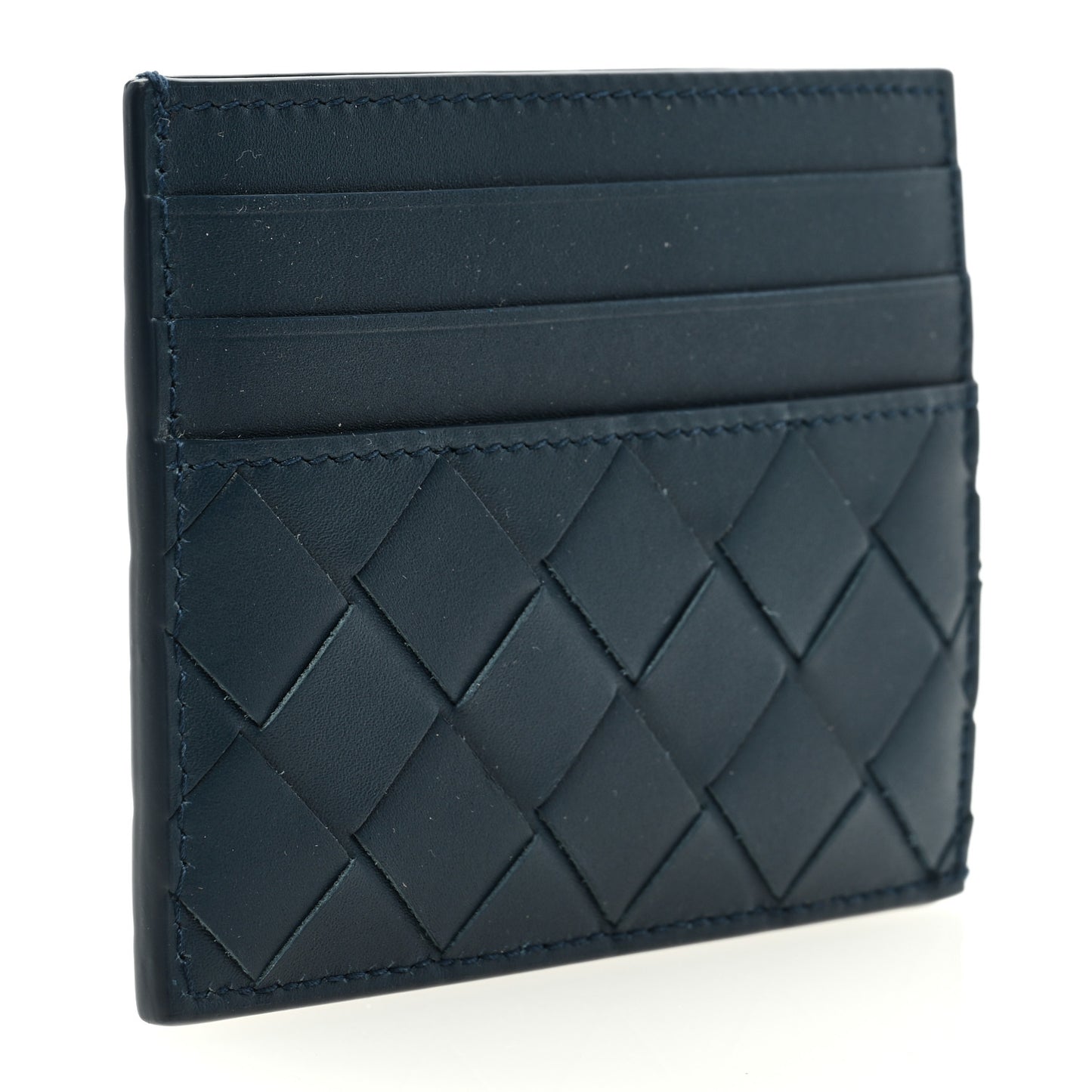 Nappa Intrecciato Card Holder Deep Blue