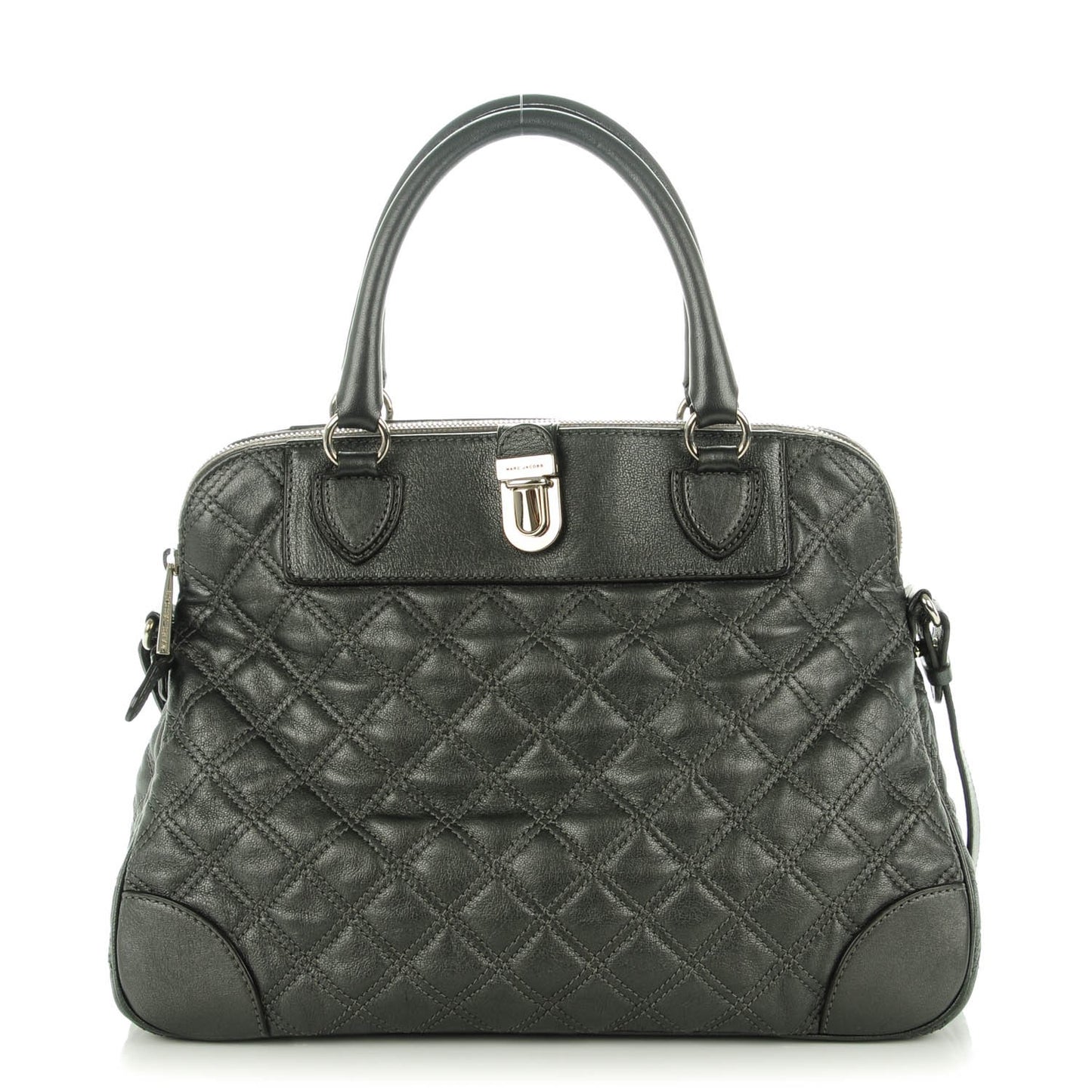 Metallic Lambskin Quilted Whitney Satchel Grey