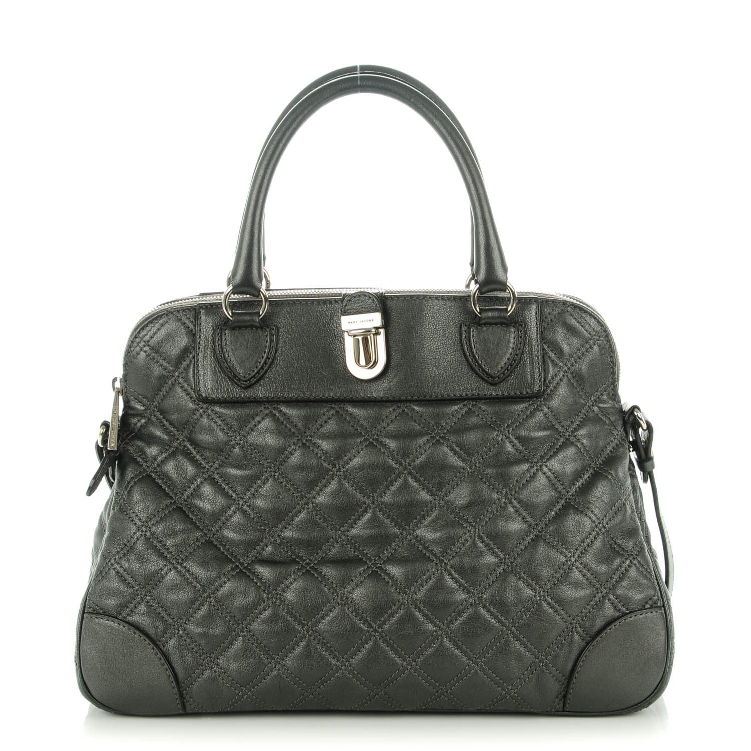 Marc Jacobs Metallic Lambskin Quilted Whitney Satchel Grey 1 of 9