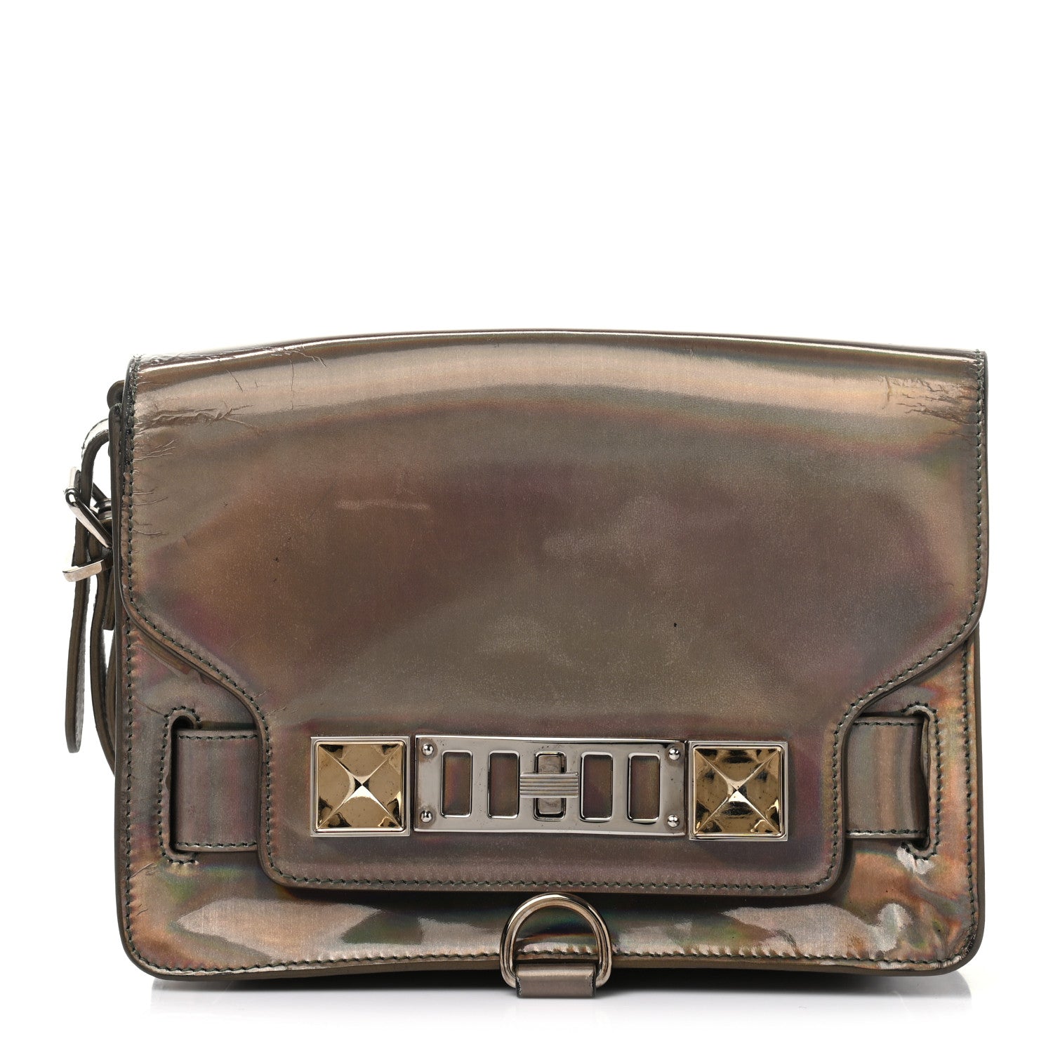 Proenza Schouler Metallic Patent PS11 Wristlet Clutch Brown 1 of 13