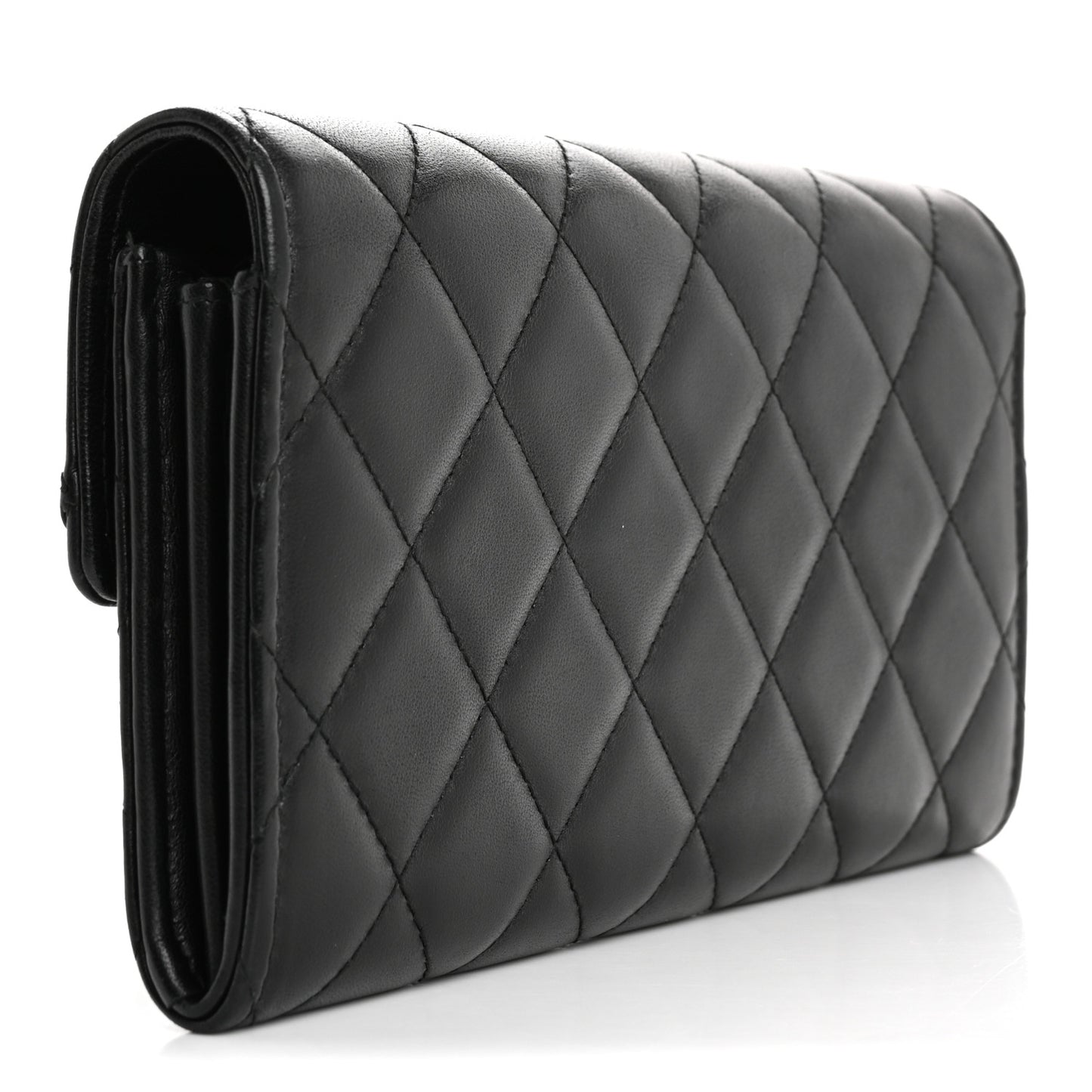 Lambskin Quilted CC Chic Gusset Wallet Black