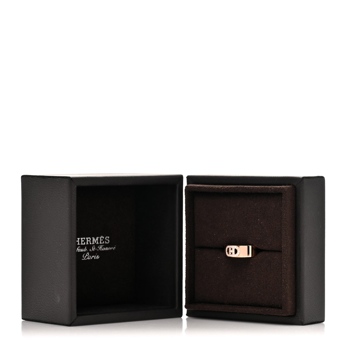 Hermes 18K Rose Gold Diamond PM H D'Ancre Ring 49 5 5 of 5